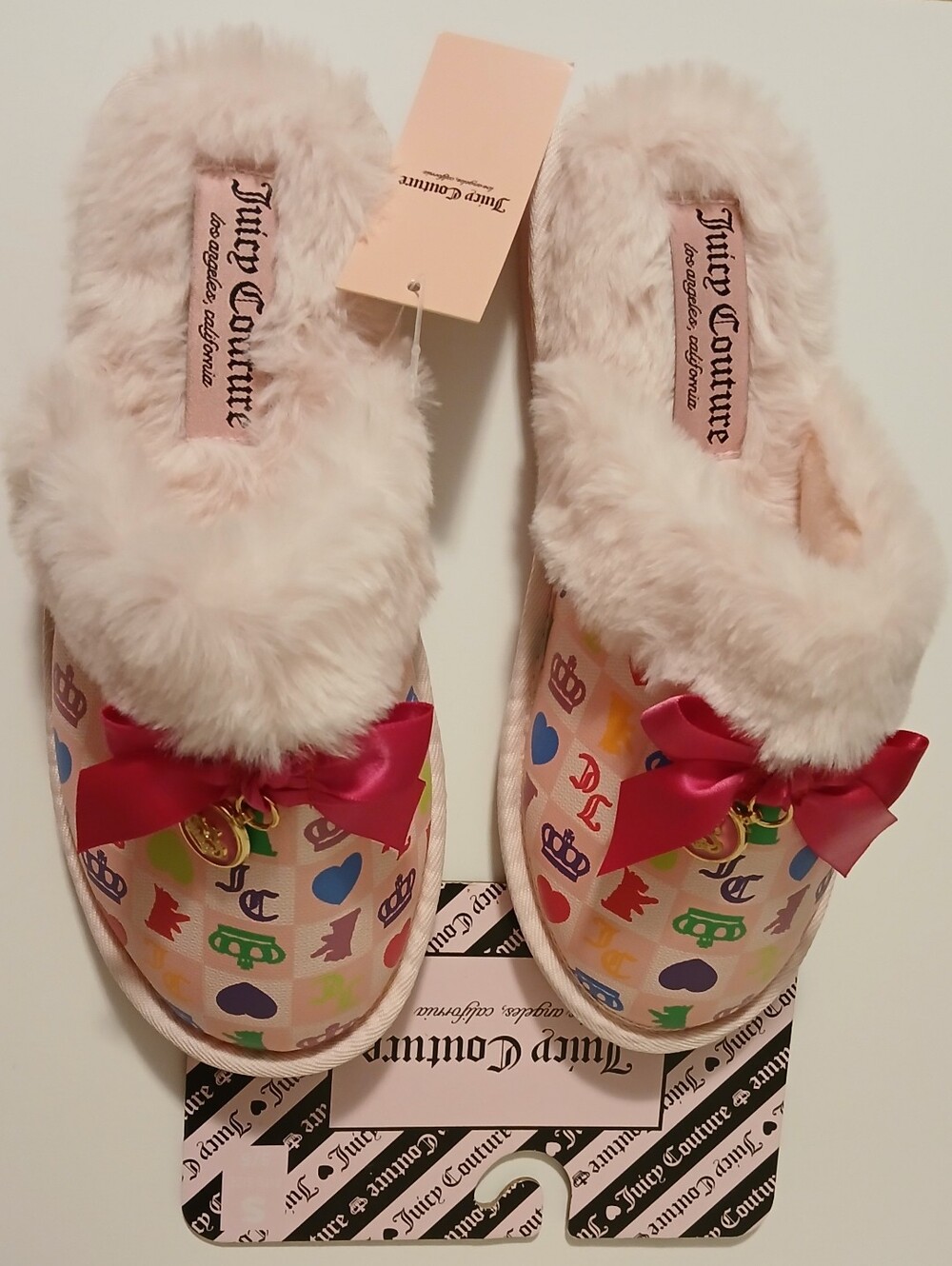 NWT Juicy Couture Pink Slip On Fuzzy Slippers - Picture 11 of 12